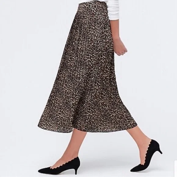 J. Crew Pleated Leopard Midi Skirt - Picture 3 of 9